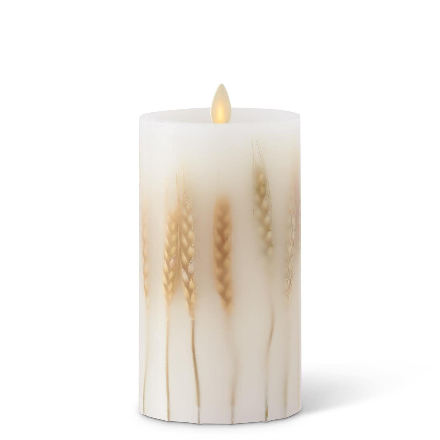 Embedded Wheat Flameless Candle Pillar